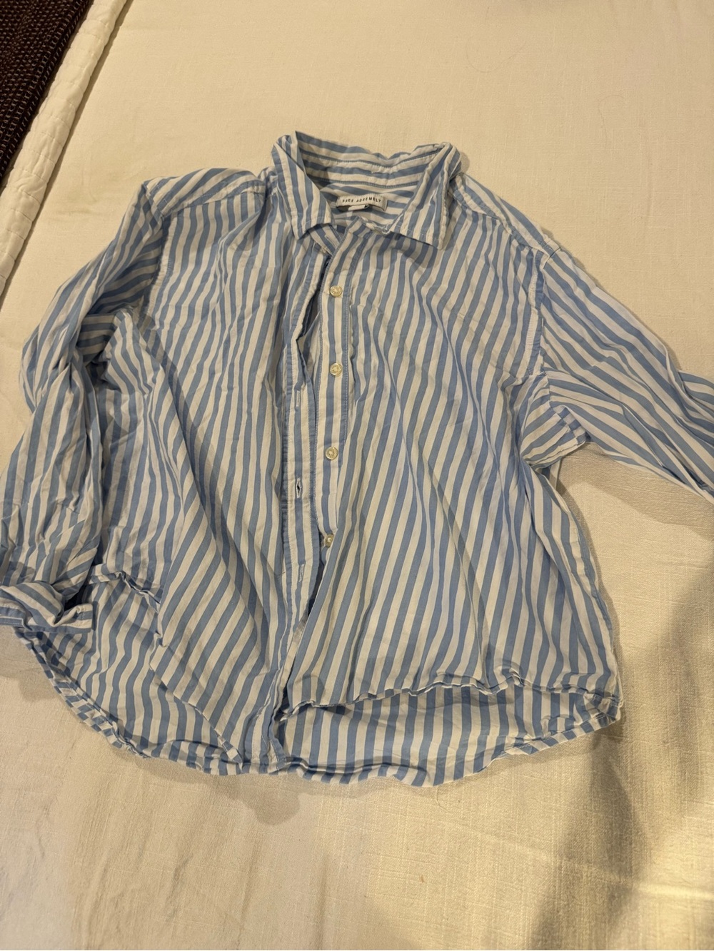Striped Light Blue & White Button-Down Shirt - Relaxed Women's Fit